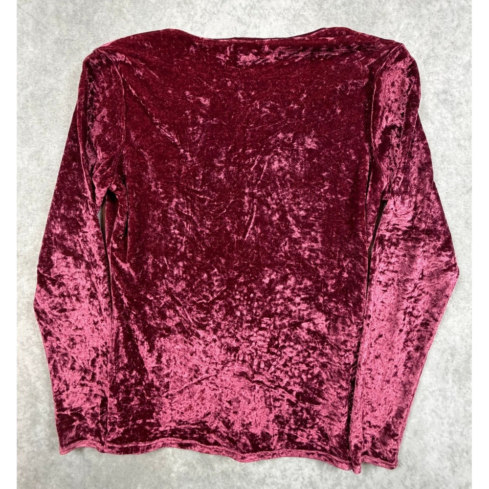 Banana Republic Vintage Womens Medium Crushed Velvet Top Burgundy Made in Italy - Picture 2 of 8